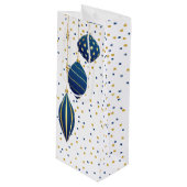 Blue and Gold Weihnachtsschmuck Urlaub Geschenktüte Für Weinflaschen (Vorderseite Schrägansicht)