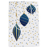 Blue and Gold Weihnachtsschmuck Urlaub Mittlere Geschenktüte (Vorderseite)