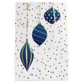 Blue and Gold Weihnachtsschmuck Urlaub Mittlere Geschenktüte (Rückseite)