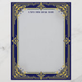 Blue and Gold with Blue Center Stationery Paper Briefbogen (Vorderseite)