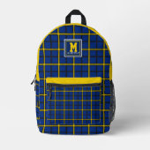 Blue and gold yellow checkered plaid Pittsburgh Bedruckter Rucksack (Vorderseite)