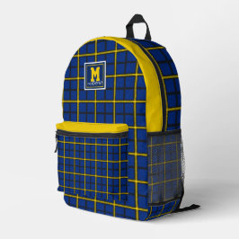 Blue and gold yellow checkered plaid Pittsburgh Bedruckter Rucksack