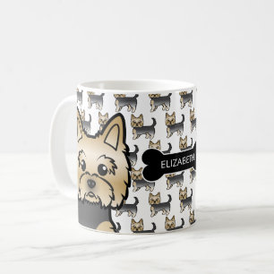 Blue and Gold Yorkie mit Dog Bone & Name Kaffeetasse