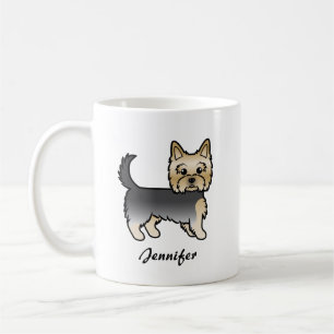 Blue and Gold Yorkshire Terrier Cartoon Dog & Name Kaffeetasse