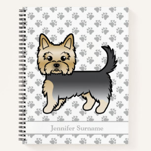 Blue and Gold Yorkshire Terrier Cartoon Dog & Name Notizblock