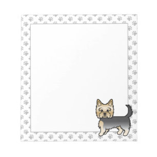 Blue and Gold Yorkshire Terrier Yorkie Cartoon Dog Notizblock