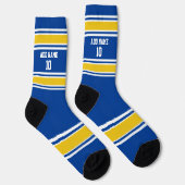 Blue and Golden Yellow Sport Jersey - Name Number Socken (Rechts)