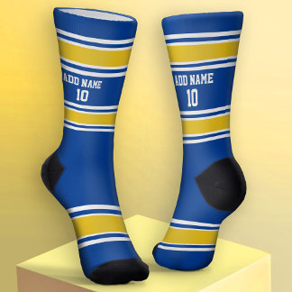 Blue and Golden Yellow Sport Jersey - Name Number Socken