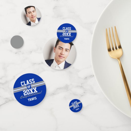 Blue and Gray Abschluss Foto Herzlichen Glückwunsc Konfetti (Gruppe)