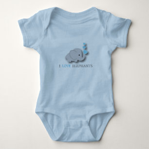Blue and Gray Baby Elephant Strampler