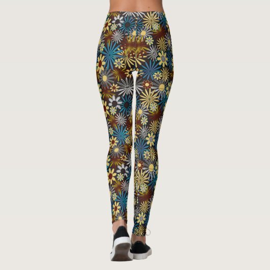 Blue and Gray Daisies Leggings (Rückseite)