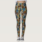 Blue and Gray Daisies Leggings (Vorderseite)