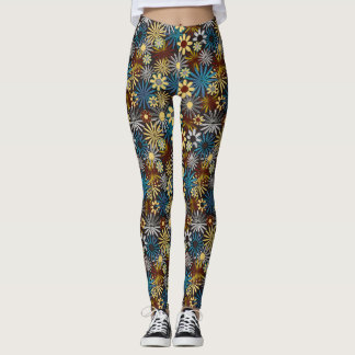 Blue and Gray Daisies Leggings