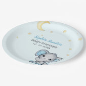 Blue and Gray Elephant Baby Shower boy Pappteller (Schrägansicht)