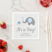 Blue and Gray Elephant Baby Shower Napkins Serviette (Beispiel)