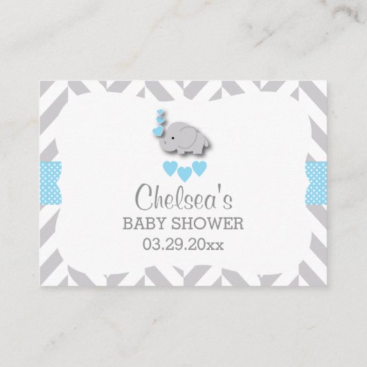 Blue and Gray Elephant Baby Shower - UAWG Email Begleitkarte (Rückseite)