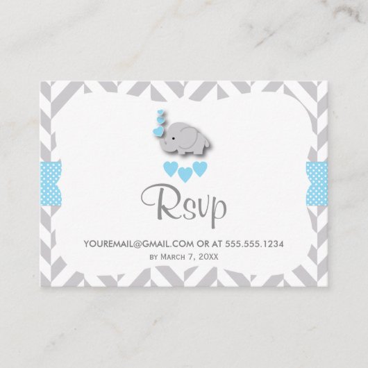 Blue and Gray Elephant Baby Shower - UAWG Email Begleitkarte (Vorderseite)