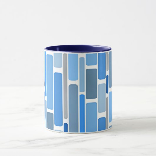 Blue and gray geometric pattern, tasse (Zentrum)