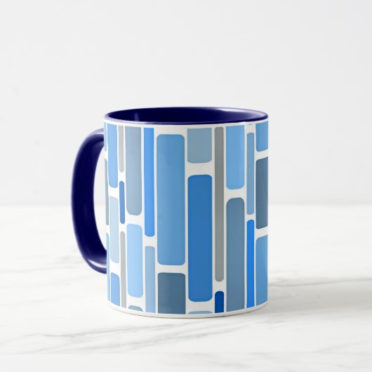 Blue and gray geometric pattern, tasse (Vorderseite Links)