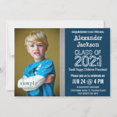 Blue and Gray Preschool oder Kindergarten Abschlus Magneteinladung (Vorderseite)