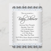 Blue and Gray Vintag Baby Boy Dusche Einladung (Rückseite)