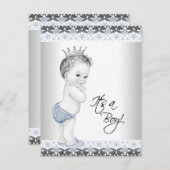 Blue and Gray Vintag Baby Boy Dusche Einladung (Vorne/Hinten)