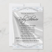 Blue and Gray Vintag Baby Boy Dusche Einladung (Rückseite)