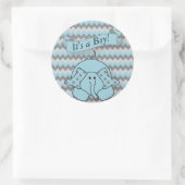 Blue and Gray Zickzack Baby Elephant Runder Aufkleber (Tasche)
