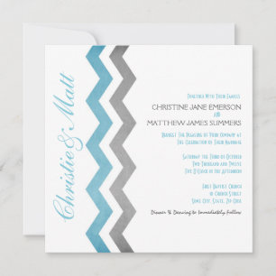 Blue and Gray Zig Zag Hochzeit Einladungen