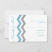 Blue and Gray Zig Zag Wedding RSVP (Vorderseite)