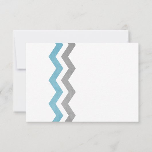 Blue and Gray Zig Zag Wedding RSVP (Rückseite)