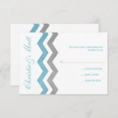 Blue and Gray Zig Zag Wedding RSVP (Vorne/Hinten)