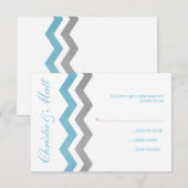 Blue and Gray Zig Zag Wedding RSVP Karte (Vorne/Hinten)