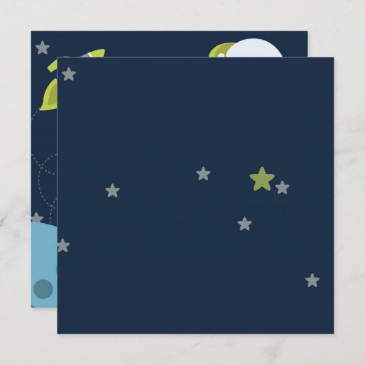 Blue and Green 5x5 Space Baby Dusche Einladung (Vorne/Hinten)
