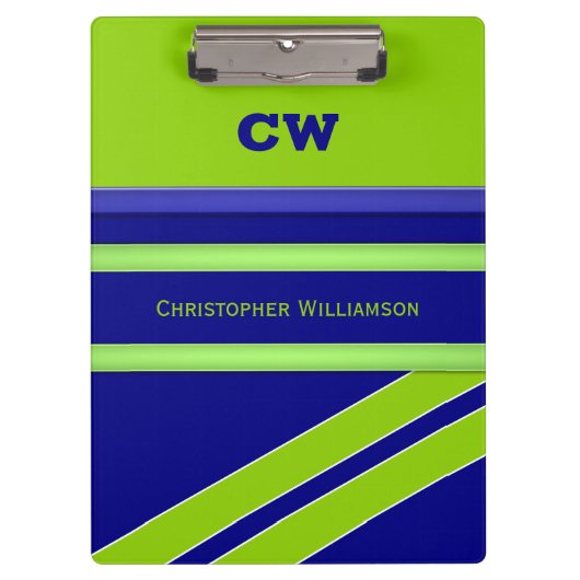 Blue and green add name initials office klemmbrett (Vorderseite)