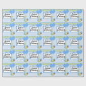 Blue and Green Baby Boy Wrapping Paper Geschenkpapier (Flach)