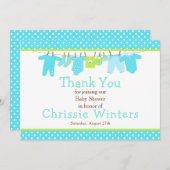 Blue and Green Baby Line Baby Dusche Dankeskarte (Vorne/Hinten)