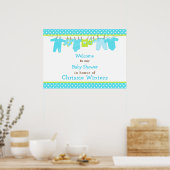 Blue and Green Baby Line Baby Dusche Poster (Küche)