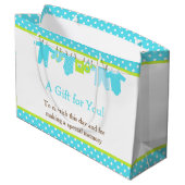 Blue and Green Baby Line Baby Shooter Poster Große Geschenktüte (Rückseite Schrägansicht)