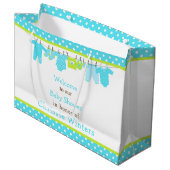 Blue and Green Baby Line Baby Shooter Poster Große Geschenktüte (Vorderseite Schrägansicht)