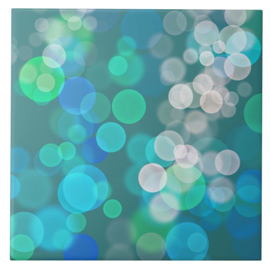 Blue and Green Bokeh Circle Fliese (Vorderseite)