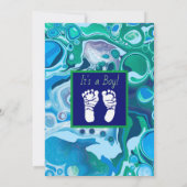 Blue and Green Boy's Baby Shower Einladung (Rückseite)