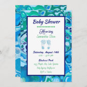 Blue and Green Boy's Baby Shower Einladung (Vorne/Hinten)