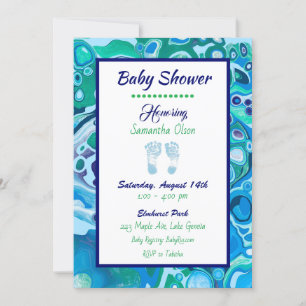 Blue and Green Boy's Baby Shower Einladung