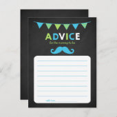 Blue and Green Chalkboard Baby Shower Ratschläge Hinweiskarte (Vorne/Hinten)