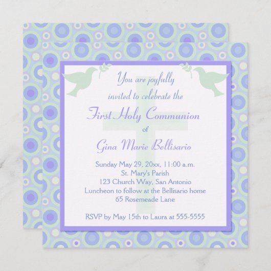 Blue and Green Circles Erste Einladung (Vorne/Hinten)