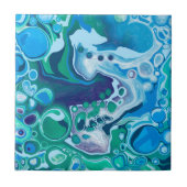 Blue and Green Digital Marble Fluid Art Fliese (Vorderseite)