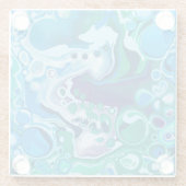 Blue and Green Digital Marble Fluid Art Glasuntersetzer (Rückseite)