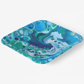 Blue and Green Digital Marble Fluid Art Paper Pla Pappteller (Gewinkelt)