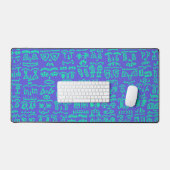 Blue and Green Doodle Desk Mat – Abstract Artistic Schreibtischunterlage (Tastatur & Maus)